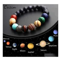Perlenstr￤nge Galaxy acht Planeten Perlen Armband M￤nner Natursteinuniversum Solarsystem Yoga Chakra Armb￤nder f￼r M￤nner Frauen Je Otk6g