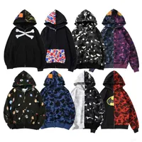 mens oversized designer hoodie women luminous sweatshirts camo shark hoodies letters zipper hoody top 20 colors M-XXXL 3LWS