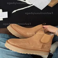 Autumn Winter 2022 new women's boots Chunky Chelsea Women Men Snow Boots Real Leather Thick Bottom Brown Slip-on Australia Austral Cfta
