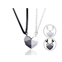 Pendant Necklaces Creative Magnetic Couple Heart Shape Necklace Gothic Punk Style For Men Jewelry Wedding Lovers Couples Valentines Otruf