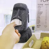 Figuras decorativas objetos novedoso moai toallas de toalla de la isla de pascua estatua de monolito personalidad piedra figura escultura tiseador de tejido F