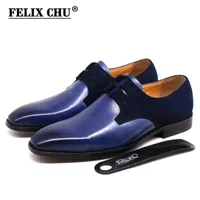 Dress shoes FELIX CHU Square Plain Toe Handmade Men's Shoes Genuine Leathe