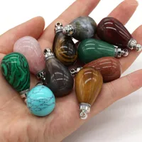 Pendant Necklaces 1pcs Natural Stone Perfume Bottle Essential Oil Diffuser Connector Tiger Eye Rose Quartzs Necklace Jewelry Gift 20x38mm
