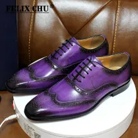 Dress shoes Size 6-13 Handmade Mens Wingtip Oxford Shoes Genuine Calf Leather Tr
