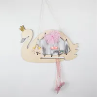 Decorative Figurines Girls Hair Bows Clip Holder Wall Hanging Storage Belt Barrette Hairband Organizer Strip Lovely Swan Ornaments Room