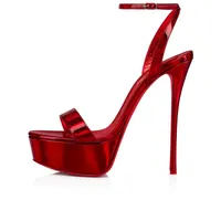 Luxurious Women Sandal Red High Heels Senior Loub Queen Alta 150mm Pumps Elegant Lady Black Slingback Sling Leather Designer Platforms Bottoms Womans Sandals