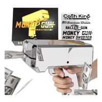 Decompression Toy Money Gun Shooter With 100Pcs Prop Spray Cash Cannon 18K Sier Plated Make It Rain Dollar Bill For Movies Wedding B Dhns6