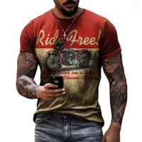 Camisetas para hombres Men Vintage Tamá de motocicleta de gran tamaño Camiseta calle Punk Top Top Toe