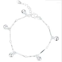 Anklets Shiny Anklet Bell Pendant Silver Plated Twisted Chain With Stamp Extended For Women Girls Gift Plata Jewelry