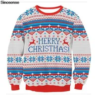 Unisex Ugly Christmas Sweater Jumper Men Women Novelty 3D Reindeer Printing Crew Neck Holiday Vocation Party Xmas Sweatshirt228s