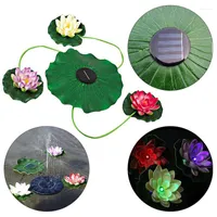 Kwiaty dekoracyjne energia słoneczna energia energii słonecznej lotos LED LED Floating Flower Wodoodporne lampy nocne do basenowej dekoracje ogrodu