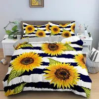 Bedding Sets Size For Kids Women Yellow Flower Set Sunflower Pattern Decor Quilt Cover Duvet 3D Floral Comforter King