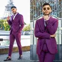 Men's Suits Purple Men'S Pants Blazers Sets In Jackets And Blazer Wedding Dress 3 PCs Suit For Men Evening Dresses Handsome Tuxedo