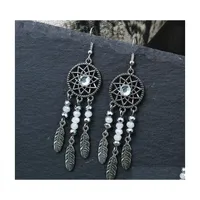 Dangle Chandelier Bohemian Fashion Jewelry Womens Vintage Earrings Dreamcatcher Beads Feathers Tassels Drop Delivery DHZ8J