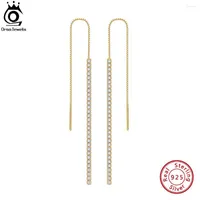 Dangle Earrings ORSA JEWELS 925 Sterling Silver Minimalism Long Chains For Women Simple CZ Drop Earings Jewelry Gifts SE111