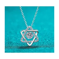 Other Trendy Real 0.5 Ct D Color Moissanite Diamond Hexagram Star Necklace Women Jewelry 100 925 Sterling Sier With Graother Drop De Dhvuu