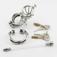 Finger Toys Stainless Steel Stealth Lock Male Chastity Device With Catheter Cock Cage Penis Lock Cock Ring Chastity Belt