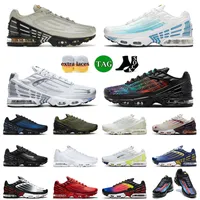 TN 3 Plus III Tuned Running Shoes Bot Black Laser Blue For Mens Women Silver Blue Halloween TNS Olive Rainbow TN3 Outdoor Sports Sneakers Trainers Big Size 12