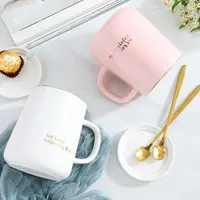 Mugs Luxury Ceramic Coffee Cup Spoon Set Top-grade Porcelain Tea Cafe Party Drinkware 400ml