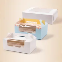 Gift Wrap 50Pcs 9 11cm Cupcake Box Cake Packaging With Handle Single Boxes Pudding Case Lining