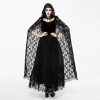 Casual Dresses Eva Lady Women's Gothic Cloak Long Gorgeous spets Cape Sleeve Backless Halloween Stage Performance Costume