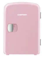 Chefman mini frigo personale portatile, capacità di 4 litri rosa