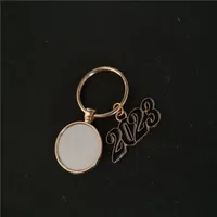 sublimation blank round KC GOLD 2023 keychains new year key ring heat transfer printing blank diy materials factory price