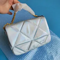 22P Classic Flap Quilted 19 Mermaid White Bags Gold Chain Handle Totes Crossbody Shoulder Luxury Designer Large Capacity Handbags 25CM