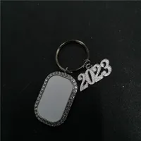 sublimation blank 2023 rectangle keychains new year key ring heat transfer printing blank diy materials factory price
