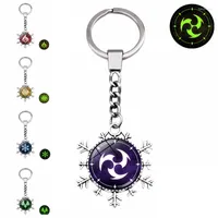 Keychains Genshin Impact Luminous Keychain Charms Game Eye of God Snowflake Anhänger Metallschlüsselring für Autoschlüsseln