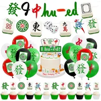 Party Decoration Mahjong Theme Retirement I Hu-ed Banner Cake Topper For Birthday Year Event Decor