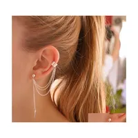 Dangle Chandelier 패션 개인 단일 귀걸이 금속 잎 잎 Tassel Ear Clip Earrings Accessories Delive OT2DO