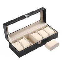 Fancy Watch Case Box Jewelry Storage Box with 6 Cover Case Jewelry Watches Display Holder Organizer Gift286i