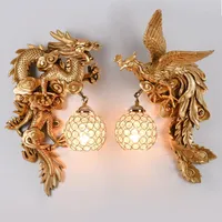 Wall Lamps Dragon And Phoenix Crystal Lamp Living Room Background Corridor Stairs Bedroom Light Luxury Decorative
