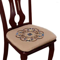 Pillow Embroidery U Shaped Kitchen Dining Chair Pad Seat Cotton Linen Chinese Style Anti-slip Replaceable Sit Mat Strap Rope