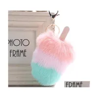 Key Rings Fur Popsicle Ring For Women Fashion Gift Plush Ice Cream Bag Hanging Keychain Pompom Keychains H586Q F Drop Delivery Jewelr Dh0Bj