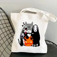 Shopping Bags Totoro Bag Recycle Tote Reusable Canvas Shopper Cloth Foldable Sac Cabas Bolsa Compra Sacolas