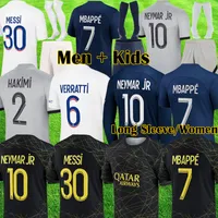 Maillot Mbappe Soccer Jerseys 4th Hakimi Sergio Ramos 22 23 Fjärde PSGS Maillots de Football 2022 2023 Marquinhos Verratti Men Kids Kit Wijnaldum Uniforms Enfants