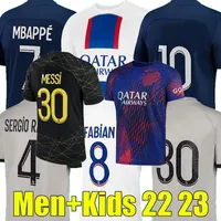 2022 2023 Sergio Ramos Messis Soccer Jerseys Fabian R.Sanches C.Solerha Verratti Hakimi Mbappe Kimpembe Marquinhos Football Shirt Men Kidots PSGS 4xl 4xl