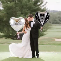 Party Decoration 2pcs Set Bride And Groom Romantic Wedding Dress Foil Heart Balloons Engagement Valentine's Day Ball