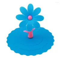 Cups Saucers 1PC Lovely Sun Flower Cup Cover Creative Anti-dust Silicone Coffee Suction Seal Lid Cap 5 Colors