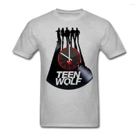 Camisetas masculinas de camisetas punk rock exclusivo com teen lobo arquivos de vinil relógios o-pescoço tee esquisito para jovens boa seleção