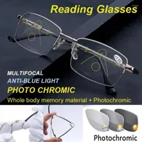 Gafas de sol Cambio de gafas de presbía de la presbía Automático zoom de hombres Anti Blue Light lejos y casi lectura