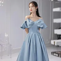 Ethnic Clothing Elegant Blue Long A Line Prom Dresses Women Off-shoulder Evening Gowns Banquet Qipao Vestidos De Festa