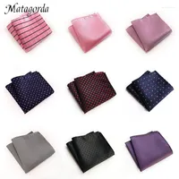 Bow Ties Top Grade Silk Hanky For Man Pink Black Grid Dot Striped Men Square Pocket Handkerchief Wedding Party Business Suit Accessory