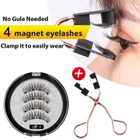 False wimpers magnetisch met 4 magneten herbruikbare handgemaakte 3D Mink Natural Eyelash Extensions Tweezers