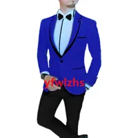 Custom-made Groom Tuxedos One Button blossom Men Suits Notch Lapel Groomsmen Wedding Prom Dinner Man Blazer Jacket Pants Tie Vest M250