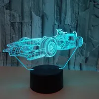 Настольные лампы гоночный автомобиль 3D ночная лампа