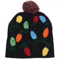 Christmas Decorations Adult Kids LED Light Knitted Hat Knit Cap Party Colorful Warm Lantern