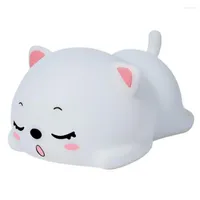 Night Lights Sleeping Cat Light For Kids Color Changing Silicone Baby Cute Tap Sensor Nursery Bedroom